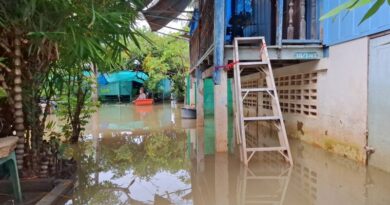 ปทุมธานี – เตือนภัยน้ำท่วมใหญ่ต.บ้านกลางผวาเจ้าพระยาหนุนสูงนายกปัญญาลุยแจกถุงยังชีพสู้ศึกมวลน้ำ