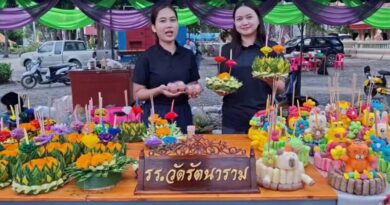 อ่างทอง – โปรแรงขายกระทงแถมไข่ไก่จากฝีมือครูทำขายหาเงินเข้าโรงเรียน